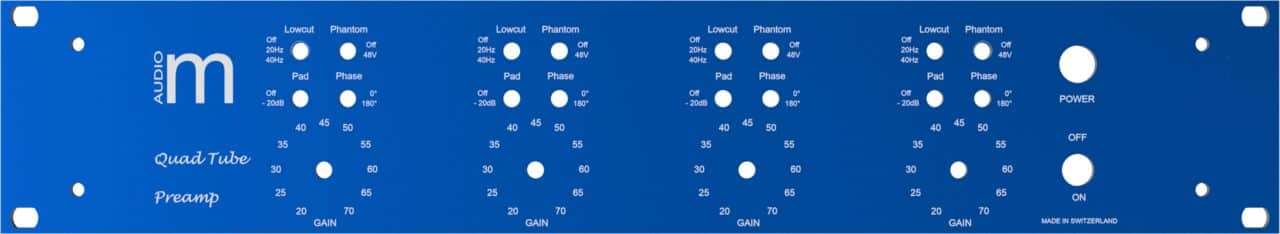 Vorverstärker Blau eloxiert Weiss UV Druck